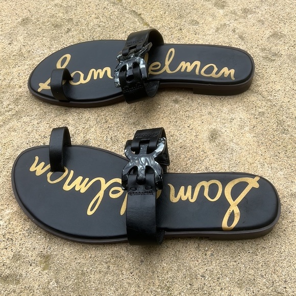 Sam Edelman Eaden Black Tortoise Detail Toe Loop Sandal Women's Size 8 - Picture 3 of 8